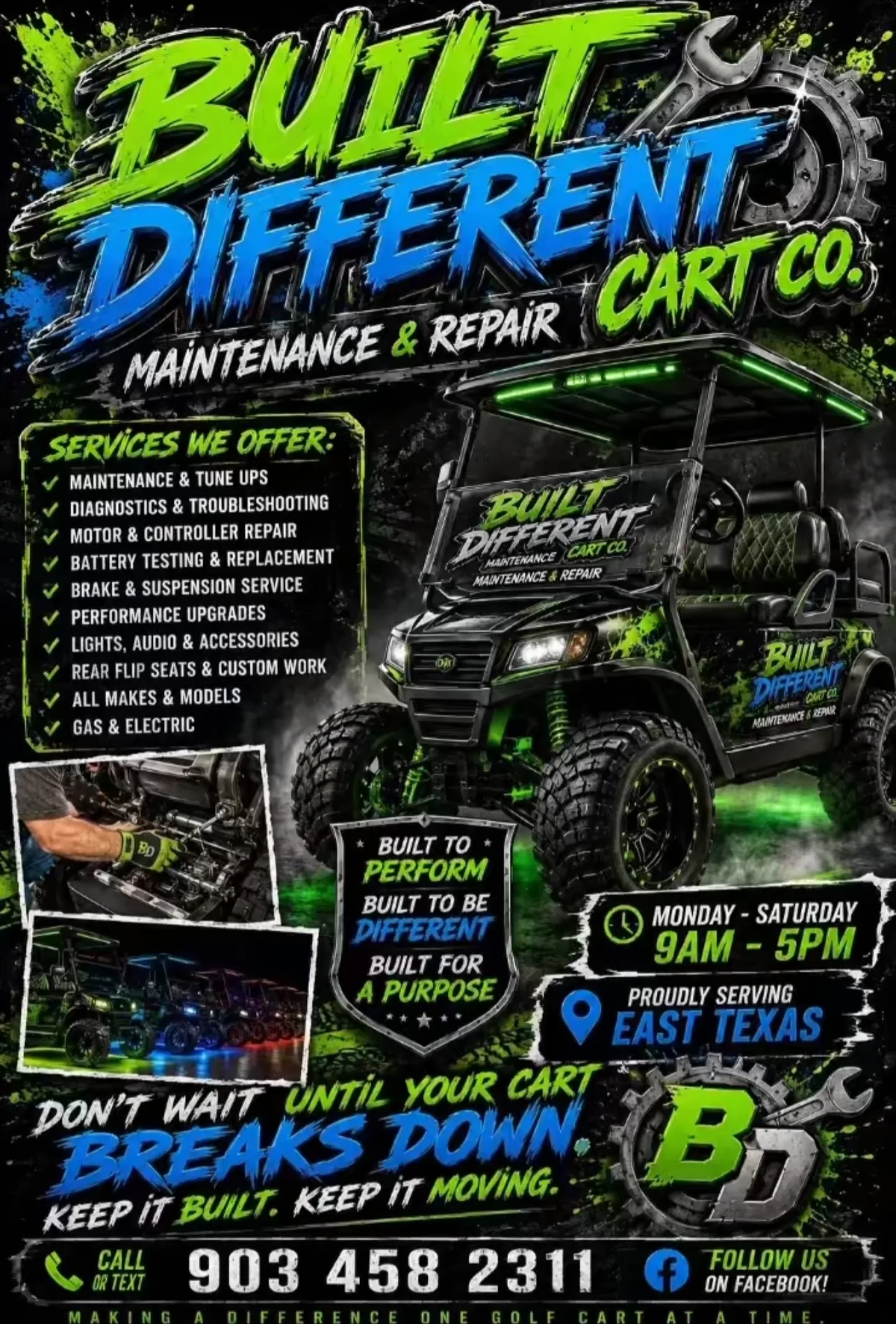 Built Different Cart Co. services poster